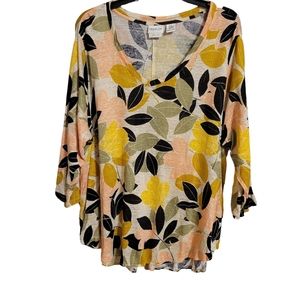 Rachel Zoe Linen Leaf Print Top